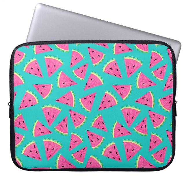 Aqua/Pink Watermelon Laptop Sleeve (Front)
