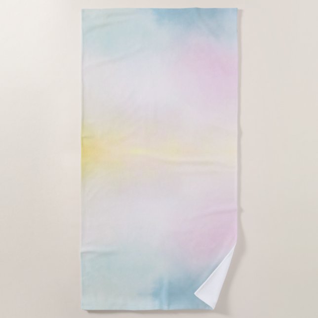 Aqua Pink Yellow Tie Dye Beach Towel (Front)