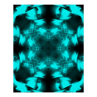 Aqua Plasma Symmetry Fractal Art Poster