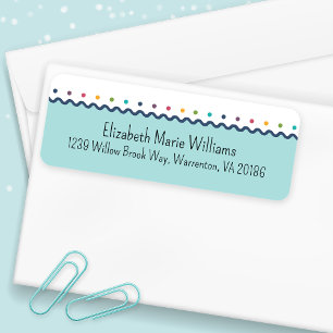 Aqua Polka Dot Return Address Label