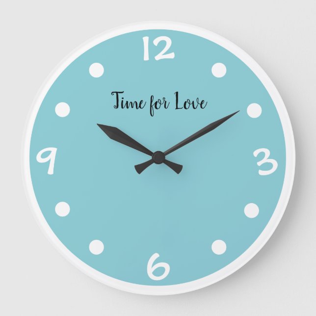 Aqua Polka Dot Wall Clock (Front)