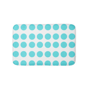 Aqua Polka Dots Bath Mat