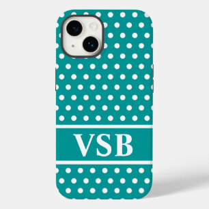 Aqua Polka Dots Case-Mate iPhone 14 Case