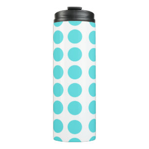 Aqua Polka Dots Design Thermal Tumbler