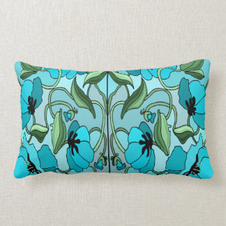 Aqua Poppy design  Throw pillow