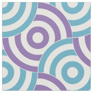 Aqua, Purple and White Overlapping Bullseye Fabric