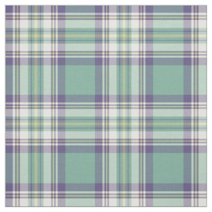 Aqua, Purple and Yellow Plaid Fabric