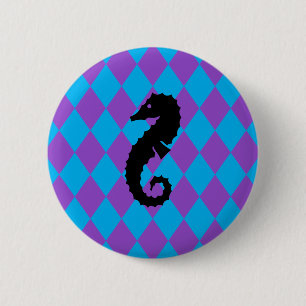 Aqua & Purple Diamonds Seahorse Pin
