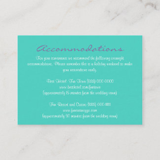 Aqua Purple Insert Reception & Accommodation Cards