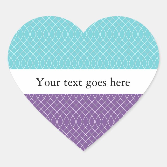 Aqua Purple Spiral Heart Sticker (Front)