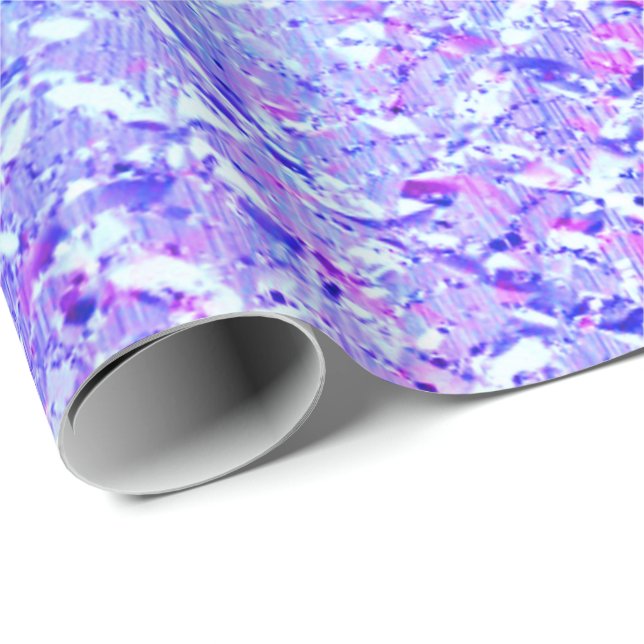 Aqua Purple Turquoise Grey Glass Crystal Wrapping Paper (Roll Corner)