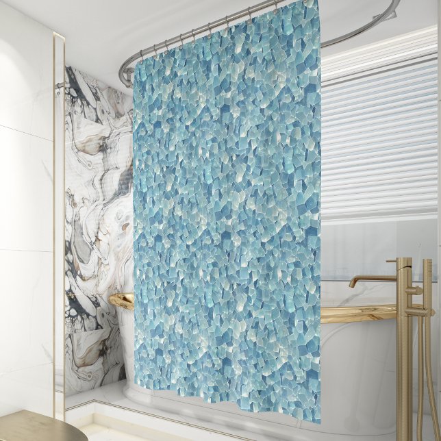 Aqua Quartz Crystal Pattern Shower Curtain (Creator Uploaded)