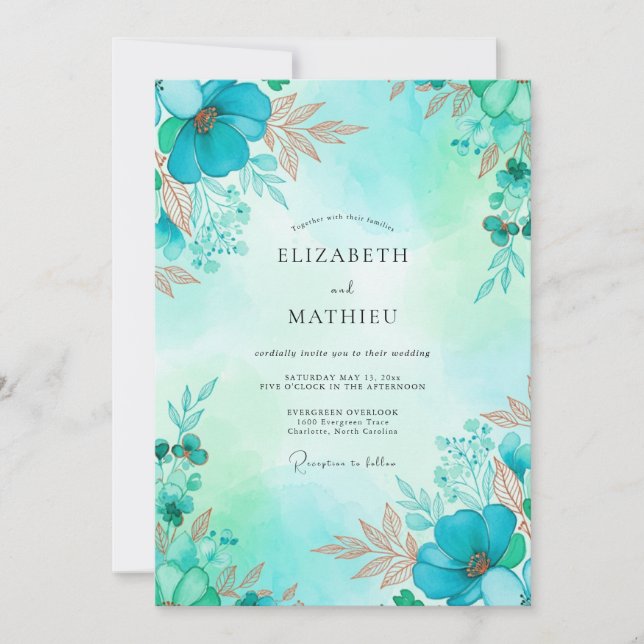 Aqua Radiant Coastal Wedding Invitation (Front)