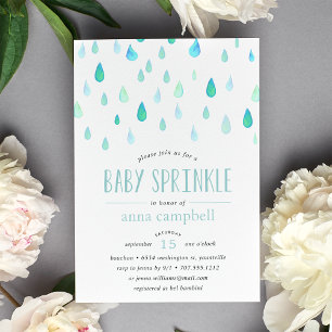 Aqua Raindrops Baby Sprinkle Invitation