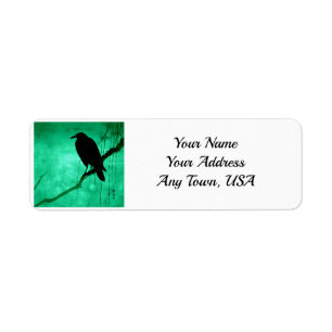 Aqua Raven Return Address Labels