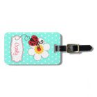 Aqua red ladybug & polka dots named luggage tag