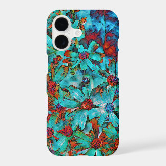 AQUA RED POPPIES FLOWERS iPhone 7 PLUS CASE