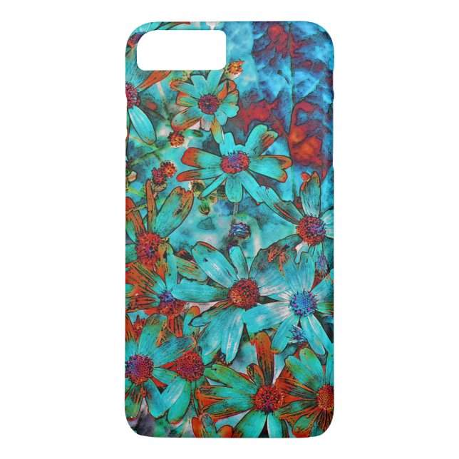 AQUA RED POPPIES FLOWERS iPhone 7 PLUS CASE (Back)