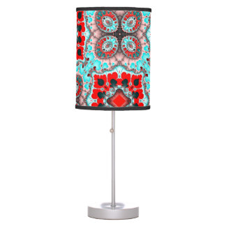 Aqua Red Square Pattern Desk Lamp