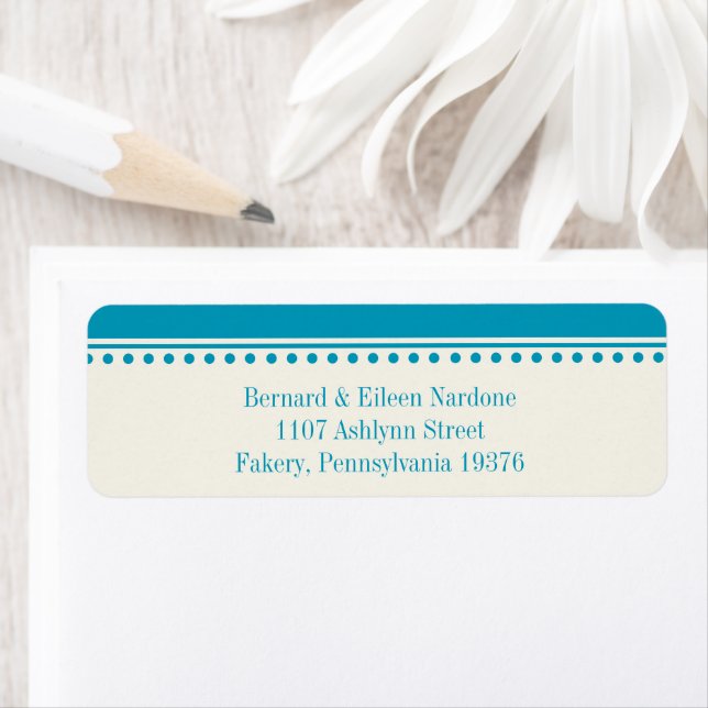 Aqua Return Address Labels, Caroline Wedding Label (Insitu)