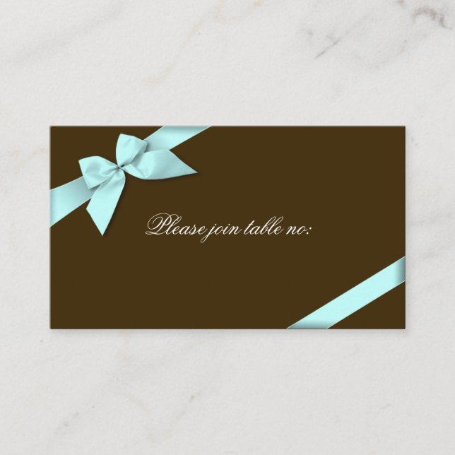Aqua Ribbon Guest Table Place Card (Front)