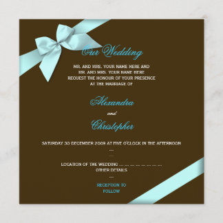 Aqua Ribbon Wedding Announcement S4