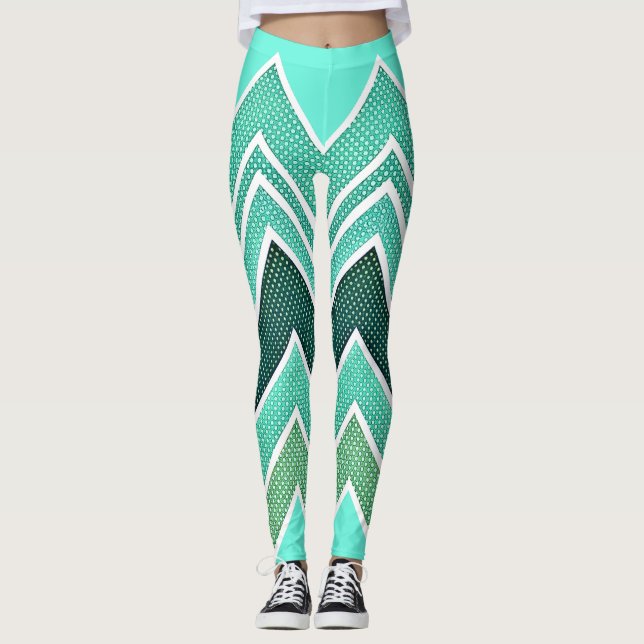 Aqua Rise Chevron Leggings (Front)