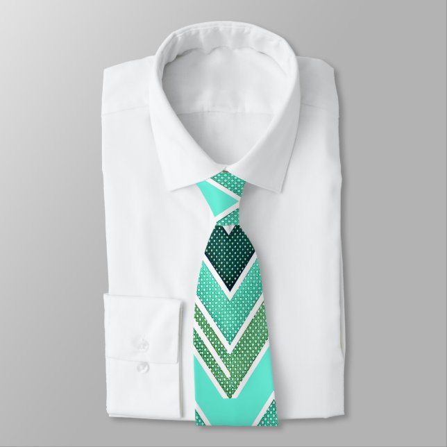 Aqua Rise Chevron Tie (Tied)