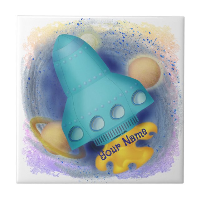 Aqua Rocket  Ceramic Tile (Front)