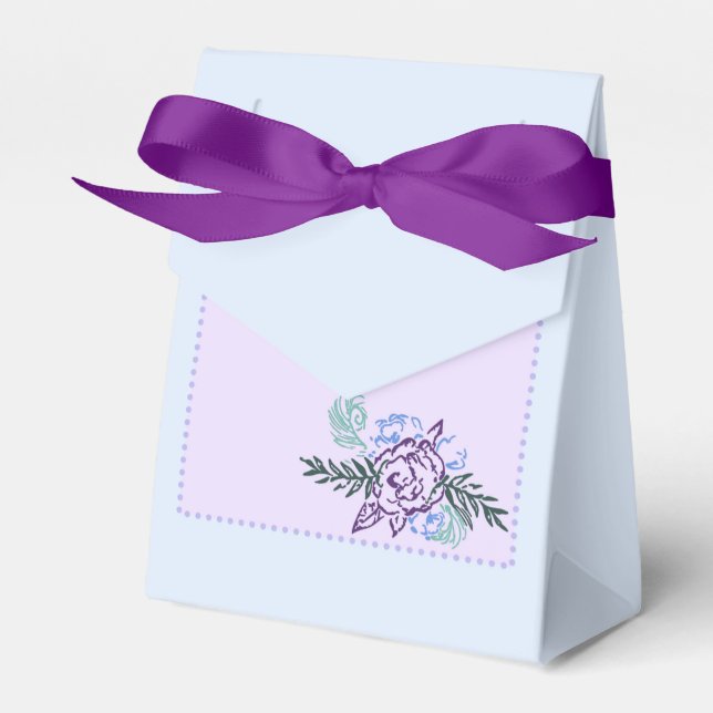 Aqua Rose Wedding Anniversary Favour Box (Front Side)