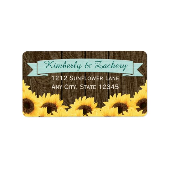 AQUA RUSTIC SUNFLOWER RETURN ADDRESS LABEL