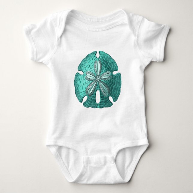 Aqua Sand Dollar Baby Bodysuit (Front)