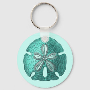Aqua Sand Dollar Key Ring