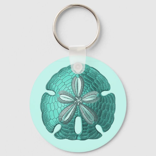 Aqua Sand Dollar Key Ring (Front)