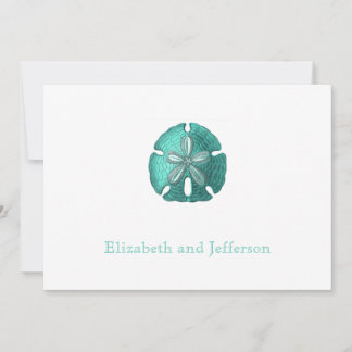 Aqua Sand Dollar Modern Wedding Invitation