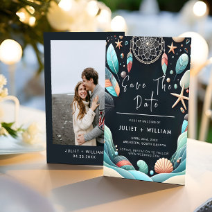 Aqua Sand Work Stacked Sea Glass Wedding Save The Date