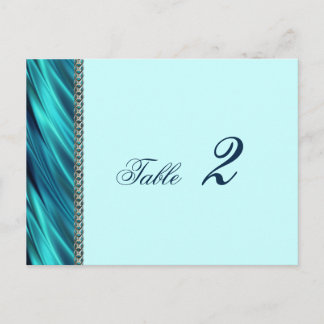 Aqua satin and silver chain postcard