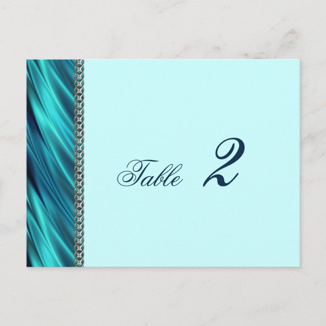 Aqua satin and silver chain postcard (Front)