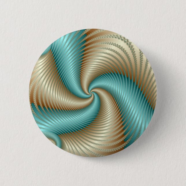 Aqua Satin - Fractal 6 Cm Round Badge (Front)