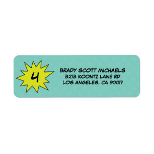 Aqua Save the Day Superhero Return Address Labels