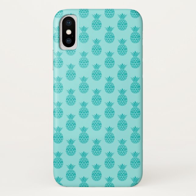 Aqua Sea Foam Blue Pineapple Pattern Case-Mate iPhone Case (Back)