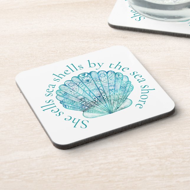 Aqua Sea Shell Coaster (Left Side)