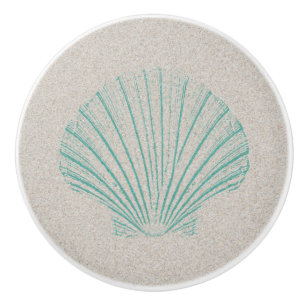 Aqua Sea Shell with Sand Texture Ceramic Knob
