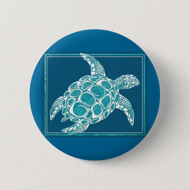 Aqua Sea Turtle 6 Cm Round Badge (Front)