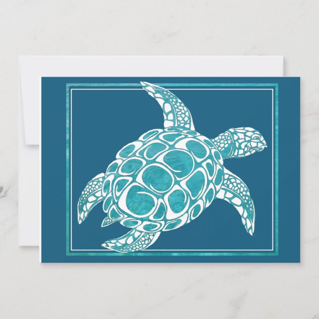 Aqua Sea Turtle Invite 2 (Front)