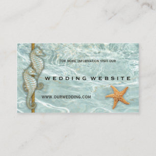 Aqua Seahorses Nautic Wedding Website Insert Card