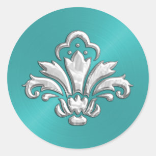 Aqua Sheen Silver Fleur de Lis Envelope Seal