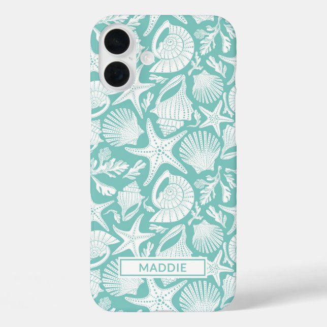 Aqua Shells Personalised Case-Mate iPhone Case (Back)