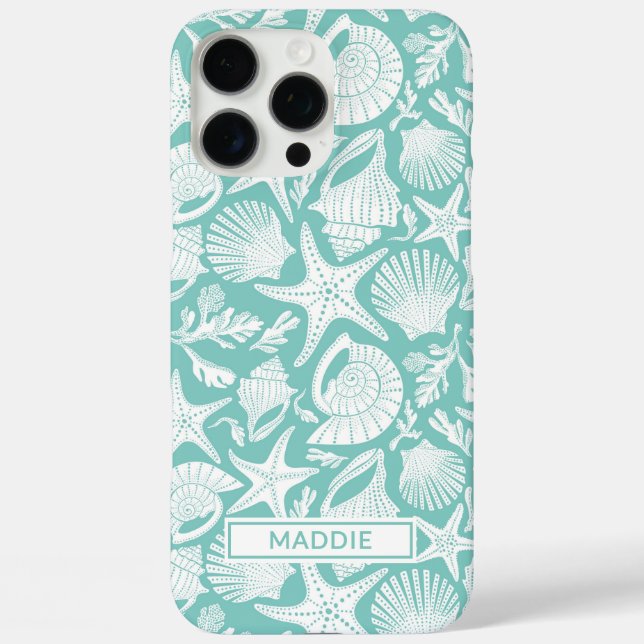 Aqua Shells Personalised Case-Mate iPhone Case (Back)