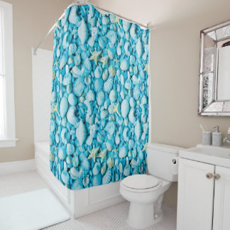 Aqua Shellscape Shower Curtain